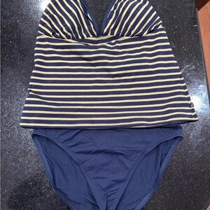 Nautica Navy and Yellow Striped Swim Set